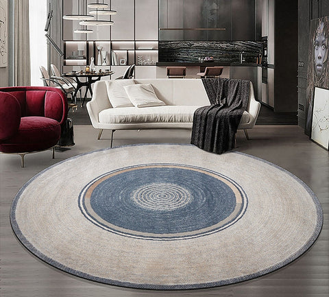 Abstract Contemporary Round Rugs, Geometric Modern Rugs for Bedroom, Modern Rugs for Dining Room, Modern Area Rugs under Coffee Table-HomePaintingDecor