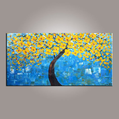 Tree Painting, Painting on Sale, Flower Art, Abstract Art Painting, Canvas Wall Art, Bedroom Wall Art, Canvas Art, Modern Art, Contemporary Art-HomePaintingDecor