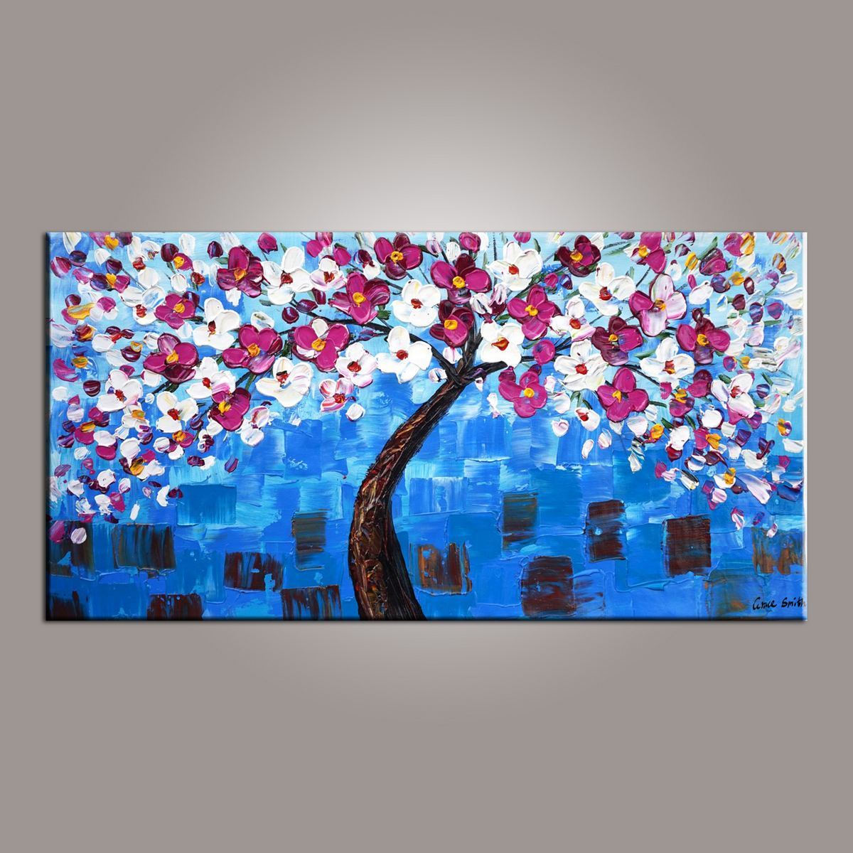 Flower Tree Painting, Abstract Art Painting, Painting on Sale, Canvas Wall Art, Dining Room Wall Art, Canvas Art, Modern Art, Contemporary Art-HomePaintingDecor