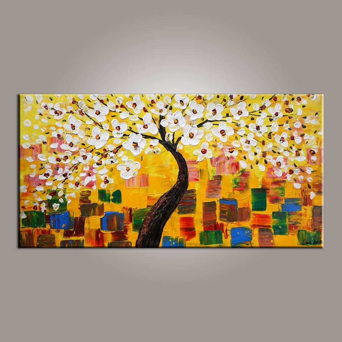 Painting on Sale, Flower Tree Painting, Abstract Art Painting, Canvas Wall Art, Dining Room Wall Art, Canvas Art, Modern Art, Contemporary Art-HomePaintingDecor