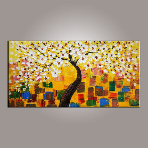Painting on Sale, Flower Tree Painting, Abstract Art Painting, Canvas Wall Art, Dining Room Wall Art, Canvas Art, Modern Art, Contemporary Art-HomePaintingDecor
