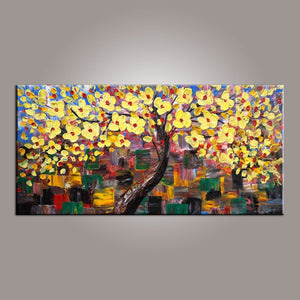 Flower Tree Painting, Canvas Wall Art, Abstract Art Painting, Painting on Sale, Dining Room Wall Art, Canvas Art, Modern Art, Contemporary Art-HomePaintingDecor