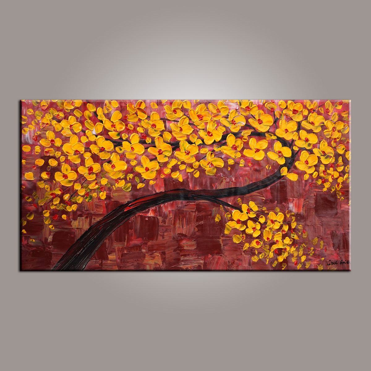 Painting on Sale, Canvas Art, Flower Tree Painting, Abstract Art Painting, Dining Room Wall Art, Art on Canvas, Modern Art, Contemporary Art-HomePaintingDecor