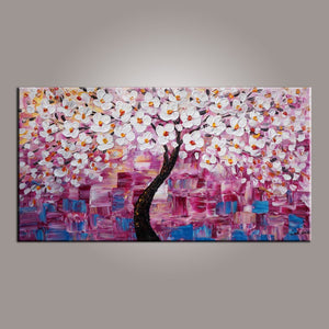 Flower Tree Painting, Art on Sale, Abstract Art Painting, Dining Room Wall Art, Art on Canvas, Modern Art, Contemporary Art-HomePaintingDecor