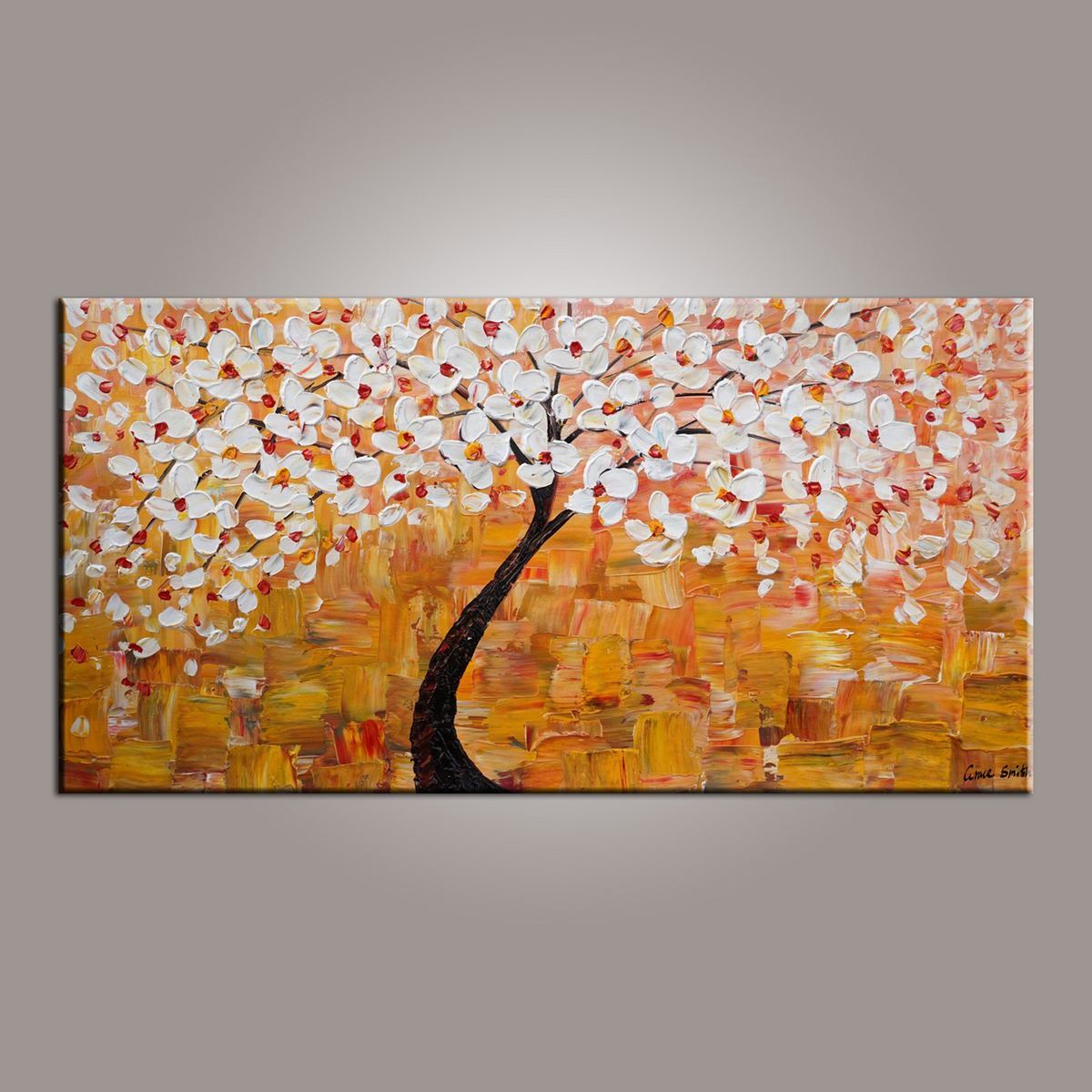 Art on Sale, Flower Tree Painting, Abstract Art Painting, Art on Canvas, Tree of Life Art, Contemporary Art-HomePaintingDecor