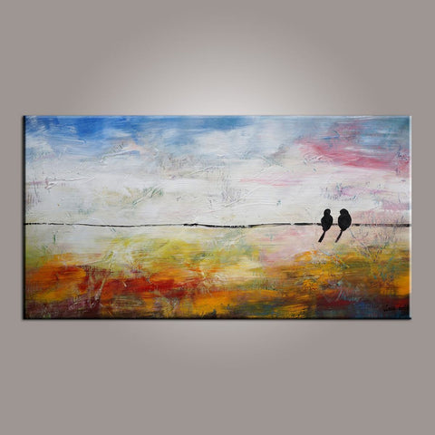 Love Birds Painting, Painting for Sale, Modern Art, Abstract Art, Contemporary Art, Abstract Art, Living Room Wall Art, Canvas Art-HomePaintingDecor