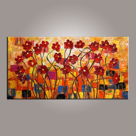 Spring Flower Painting, Canvas Wall Art, Painting for Sale, Flower Art, Abstract Art Painting, Bedroom Wall Art, Canvas Art, Modern Art, Contemporary Art-HomePaintingDecor