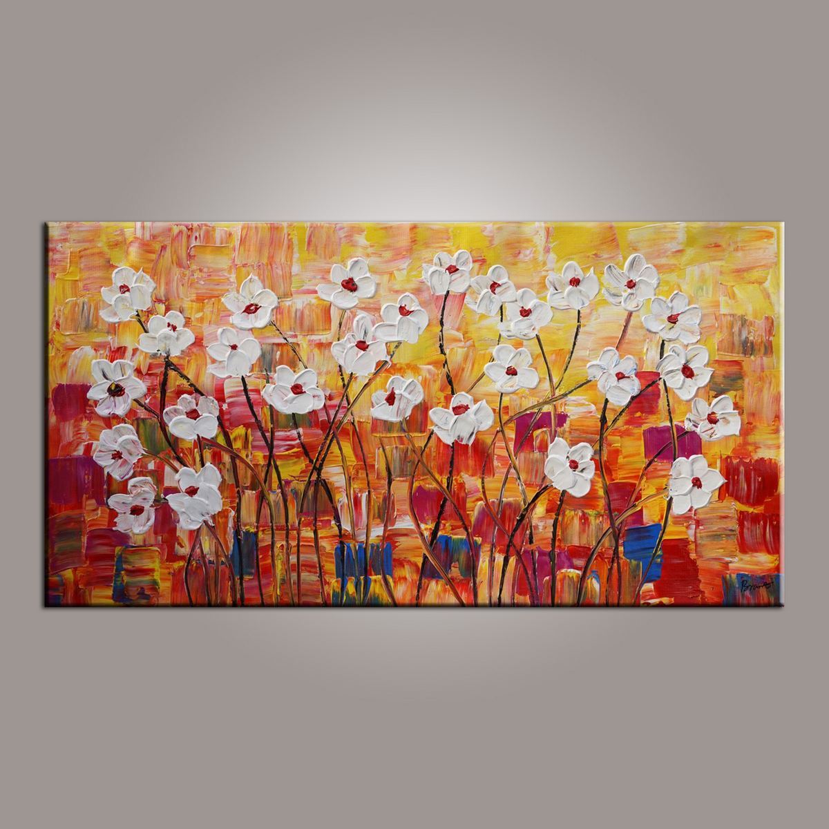 Canvas Wall Art, Painting for Sale, Flower Art, Spring Flower Painting, Abstract Art Painting, Bedroom Wall Art, Canvas Art, Modern Art, Contemporary Art-HomePaintingDecor