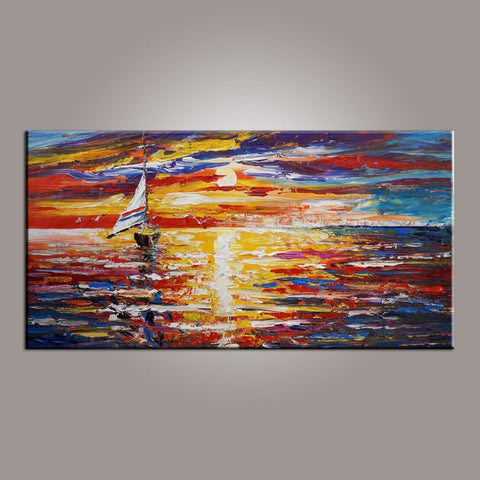 Modern Art, Contemporary Art, Boat Painting, Art Painting, Abstract Art, Abstract Art Painting, Living Room Wall Art, Canvas Art-HomePaintingDecor