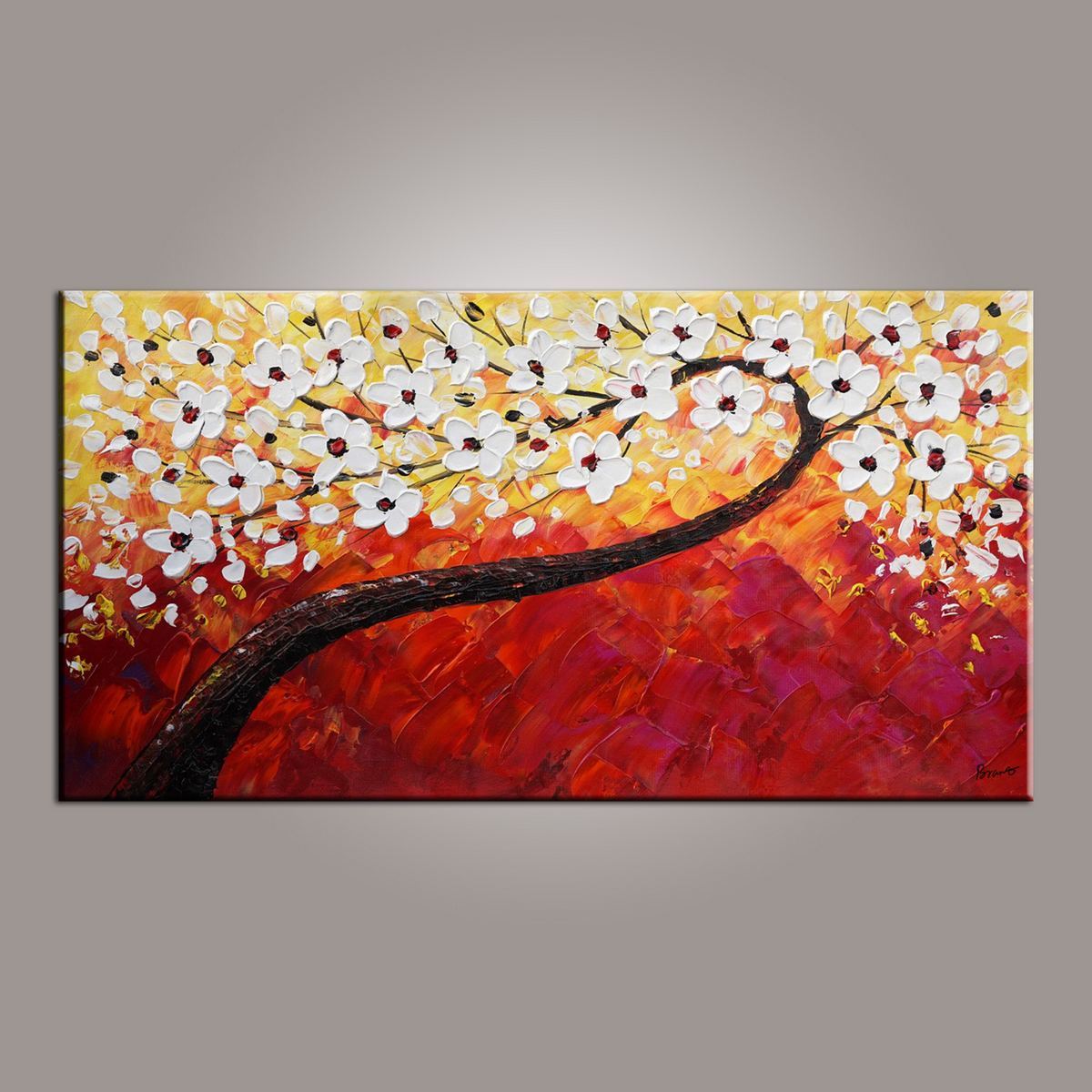 Flower Oil Painting, Painting for Sale, Tree Painting, Abstract Art Painting, Canvas Wall Art, Bedroom Wall Art, Canvas Art, Modern Art, Contemporary Art-HomePaintingDecor