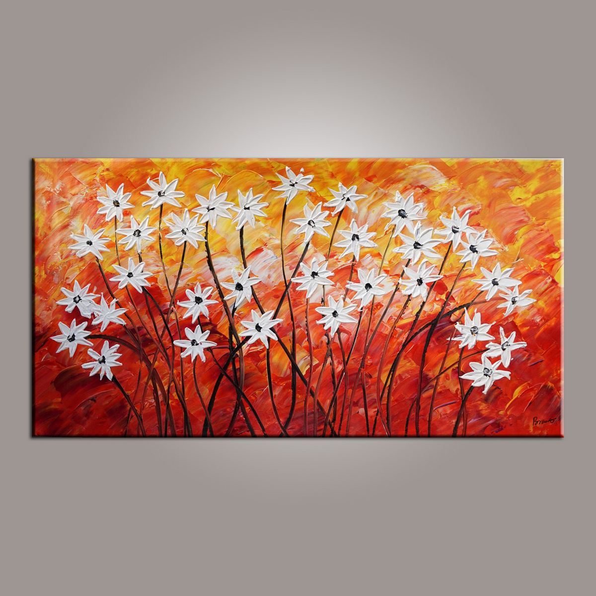 Canvas Wall Art, Flower Art, Abstract Art Painting, Acrylic Painting, Bedroom Wall Art, Canvas Art, Modern Art, Contemporary Art-HomePaintingDecor