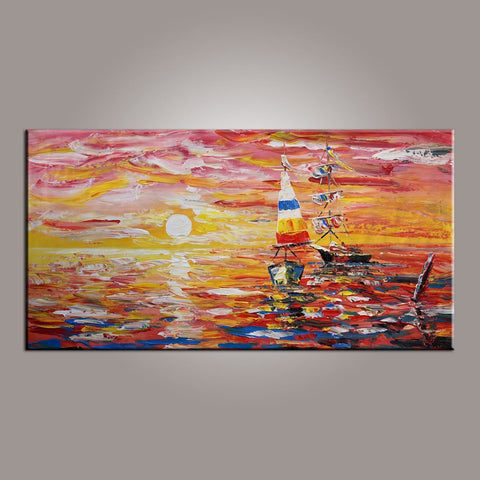 Contemporary Art, Boat Painting, Modern Art, Art Painting, Abstract Art, Living Room Wall Art, Canvas Art, Art for Sale-HomePaintingDecor