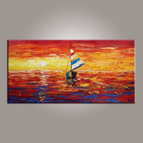 Contemporary Art, Art on Canvas, Boat Painting, Modern Art, Art Painting, Abstract Art, Dining Room Wall Art, Canvas Art, Art for Sale-HomePaintingDecor