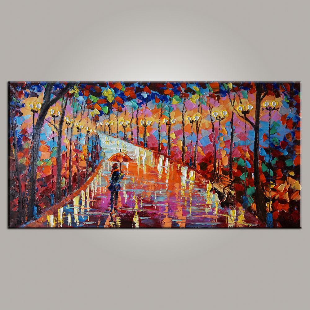 Living Room Wall Art, Canvas Art, Forest Park Painting, Modern Art, Painting for Sale, Contemporary Art, Abstract Art-HomePaintingDecor