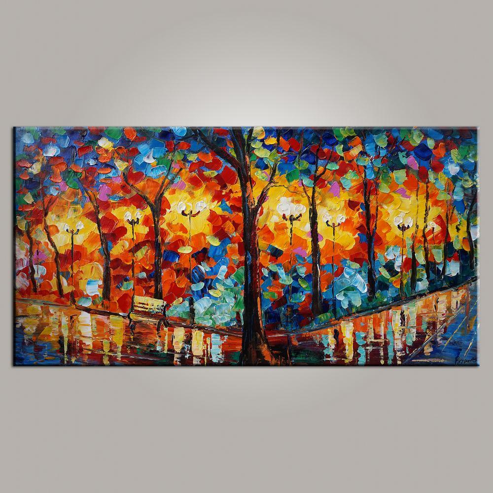 Forest Park Painting, Canvas Art, Living Room Wall Art, Modern Art, Painting for Sale, Contemporary Art, Abstract Art-HomePaintingDecor
