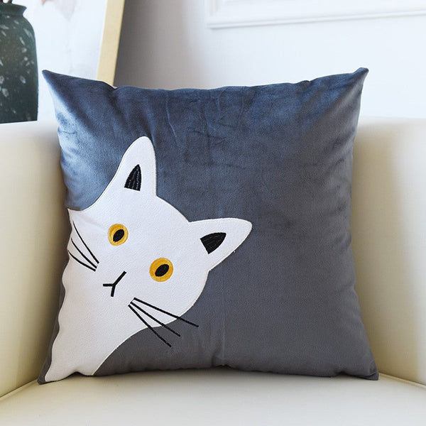Modern Decorative Throw Pillows, Lovely Cat Pillow Covers for Kid's Room, Modern Sofa Decorative Pillows, Cat Decorative Throw Pillows for Couch-HomePaintingDecor