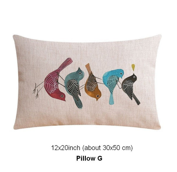 Love Birds Throw Pillows for Couch, Singing Birds Decorative Throw Pillows, Modern Sofa Decorative Pillows, Decorative Pillow Covers-HomePaintingDecor