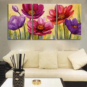 Flower Art, Floral Painting, Canvas Painting, Original Art, Large Painting, Abstract Oil Painting, Living Room Art, Modern Art, 3 Piece Wall Art, Abstract Painting-HomePaintingDecor