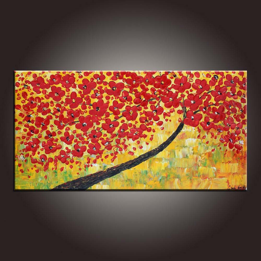 Modern Art, Contemporary Art, Flower Painting, Art on Canvas, Abstract Art Painting, Canvas Wall Art, Dining Room Wall Art, Canvas Art-HomePaintingDecor