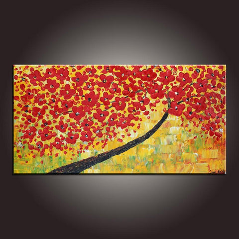Modern Art, Contemporary Art, Flower Painting, Art on Canvas, Abstract Art Painting, Canvas Wall Art, Dining Room Wall Art, Canvas Art-HomePaintingDecor