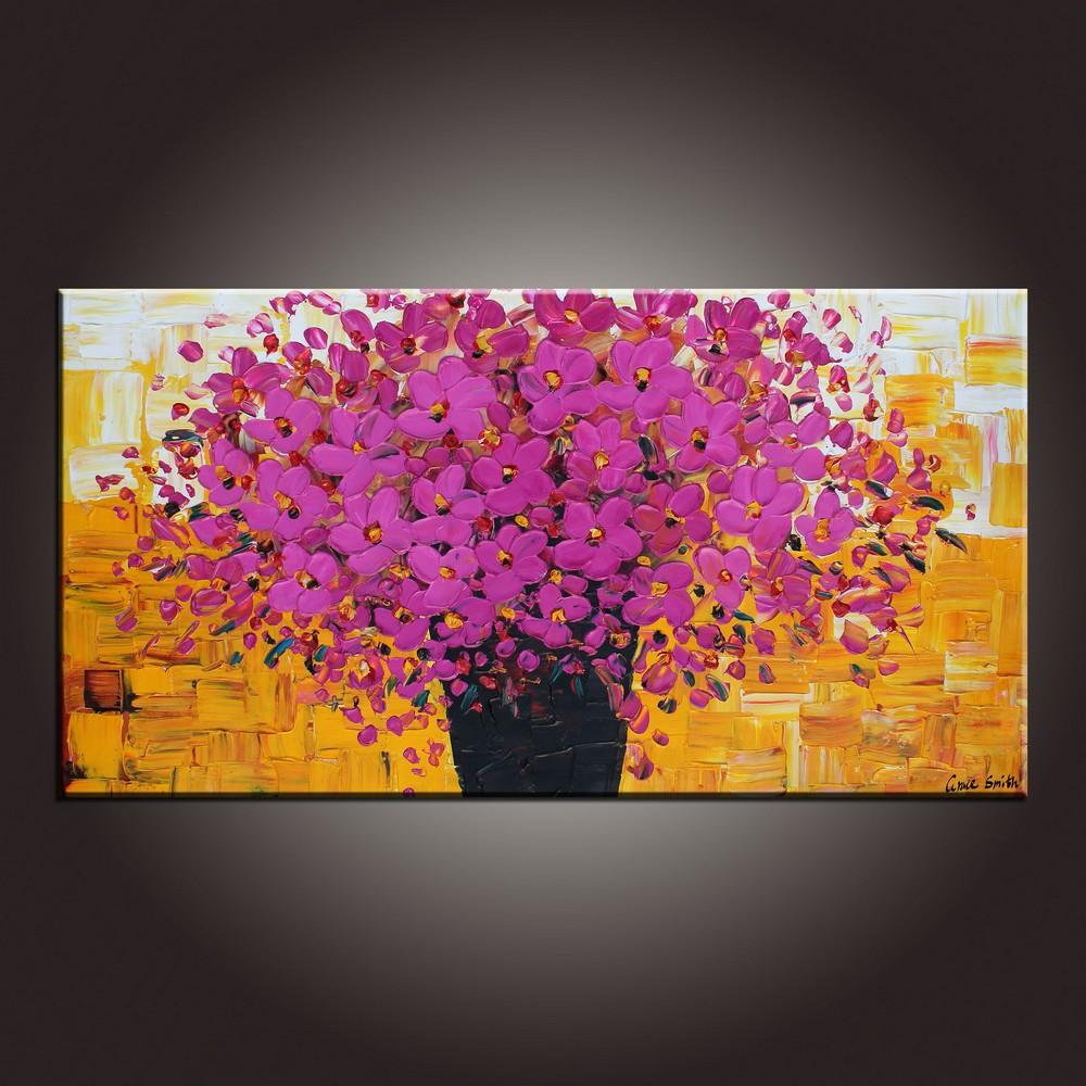Contemporary Wall Art, Flower Painting, Modern Art, Art on Canvas, Abstract Art Painting, Canvas Painting, Dining Room Wall Art, Canvas Art-HomePaintingDecor