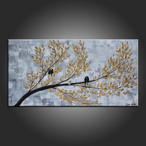 Art Painting, Abstract Art, Love Birds Painting, Modern Art, Contemporary Art, Flower Art, Canvas Art-HomePaintingDecor