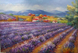 Canvas Painting, Landscape Painting, Lavender Field, Wall Art, Large Painting, Living Room Wall Art, Oil Painting, Canvas Art, Autumn Painting-HomePaintingDecor