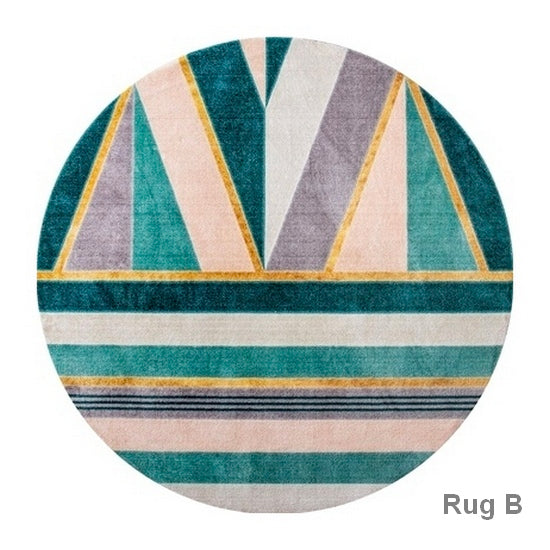Unique Bedroom Floor Carpets, Geometric Circular Modern Rugs, Green Round Area Rugs under Coffee Table, Contemporary Modern Rug Ideas for Living Room-HomePaintingDecor