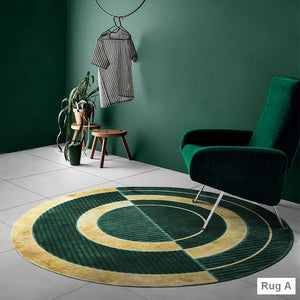 Unique Bedroom Floor Carpets, Geometric Circular Modern Rugs, Green Round Area Rugs under Coffee Table, Contemporary Modern Rug Ideas for Living Room-HomePaintingDecor