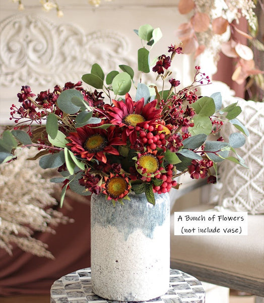 Large Bunch of Autumn Flowers, Unique Floral Arrangement for Home Decoration, Table Centerpiece, Real Touch Artificial Flowers for Living Room-HomePaintingDecor
