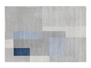 Modern Geometric Rugs for Living Room, Large Blue Grey Floor Rugs, Contemporary Simple Area Rugs for Bedroom, Dining Room Floor Rugs-HomePaintingDecor