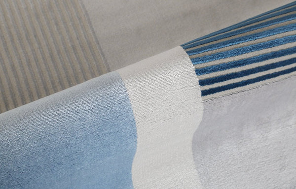 Simple Blue Modern Rugs for Office, Contemporary Modern Rugs for Bedroom, Abstract Geometric Modern Rugs for Living Room, Large Blue Modern Area Rugs, Dining Room Modern Area Rugs-HomePaintingDecor