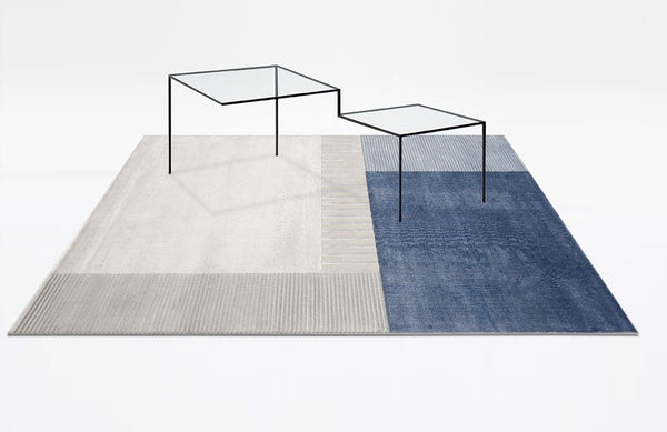 Simple Blue Modern Rugs for Office, Contemporary Modern Rugs for Bedroom, Abstract Geometric Modern Rugs for Living Room, Large Blue Modern Area Rugs, Dining Room Modern Area Rugs-HomePaintingDecor