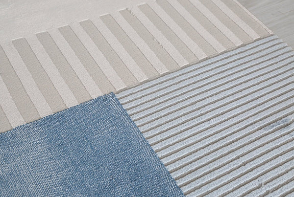 Simple Blue Modern Rugs for Office, Contemporary Modern Rugs for Bedroom, Abstract Geometric Modern Rugs for Living Room, Large Blue Modern Area Rugs, Dining Room Modern Area Rugs-HomePaintingDecor