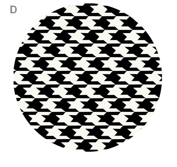 Abstract Round Modern Rug for Dining Room Table, Coffee Table Round Rugs, Black and White Modern Wool Rugs, Modern Wool Rugs for Living Room, Modern Rugs for Bedroom-HomePaintingDecor