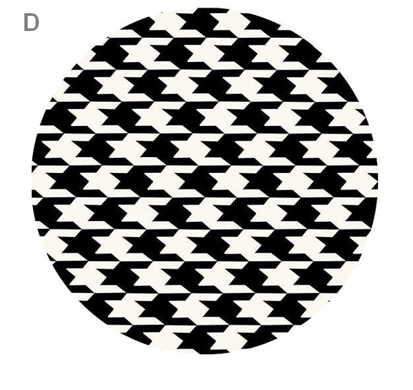 Modern Wool Rugs for Living Room, Modern Rugs for Bedroom, Coffee Table Round Rugs, Black and White Modern Wool Rugs, Abstract Round Modern Rug for Dining Room Table-HomePaintingDecor