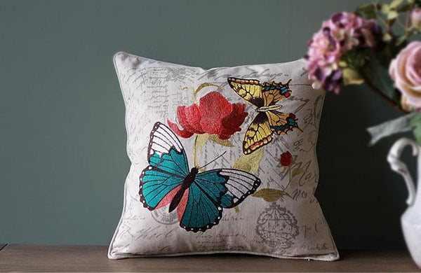 Decorative Throw Pillows, Butterfly Cotton and linen Pillow Cover, Sofa Decorative Pillows, Decorative Pillows for Couch-HomePaintingDecor