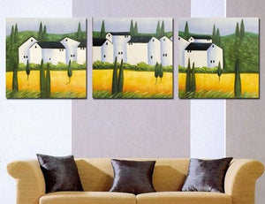 Landscape Painting, Cottage House, Canvas Painting, Wall Art, Large Oil Painting, Living Room Wall Art, Modern Art, 3 Piece Wall Art, Huge Painting-HomePaintingDecor