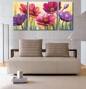 Flower Painting, Canvas Wall Art, Abstract Art, Canvas Painting, Large Oil Painting, Living Room Wall Art, Modern Art, 3 Piece Art, Huge Art-HomePaintingDecor