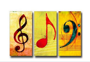 Musical Notes, Abstract Painting, Large Painting, Living Room Wall Art, Contemporary Art, 3 Piece Oil Painting, Canvas Wall Art, Ready to Hang-HomePaintingDecor