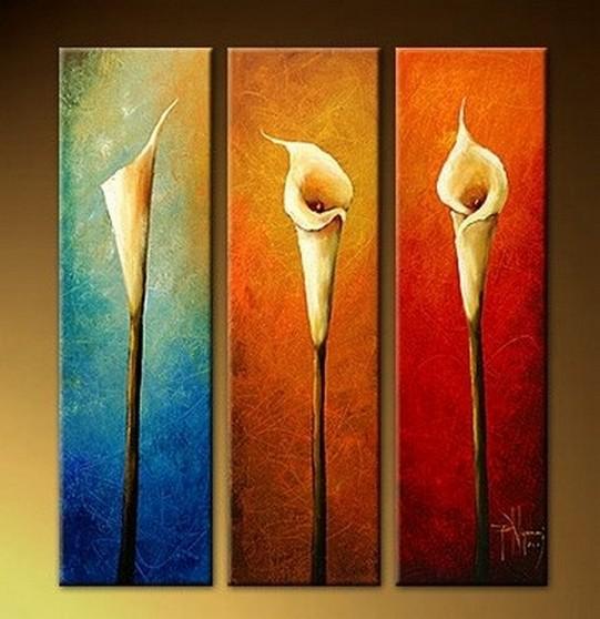 Calla Lily Art, Abstract Art, Flower Art, Bedroom Wall Art, Large Art, Wall Painting, 3 Piece Wall Art, Canvas Art-HomePaintingDecor