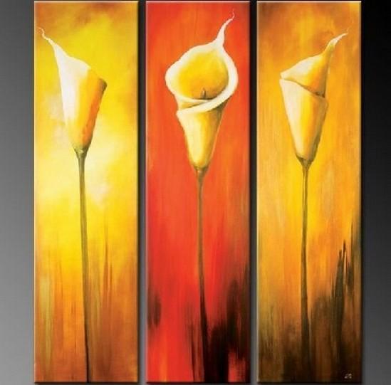 Calla Lily Art, Abstract Flower Painting, Flower Canvas Painting, Bedroom Wall Art Paintings, 3 Piece Wall Art, Dining Room Canvas Art Ideas-HomePaintingDecor