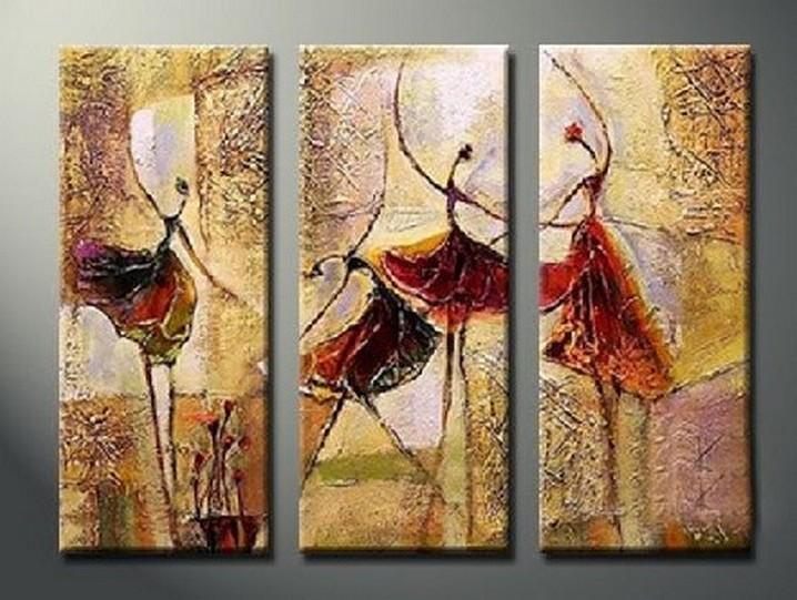 Bedroom Wall Art, Canvas Painting, Ballet Dancer Painting, Abstract Figure Art, Acrylic Art, 3 Piece Wall Art-HomePaintingDecor