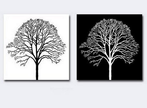 Canvas Painting, Black and White Art, Abstract Painting on Canvas, Wall Hanging, Tree of Life, Simple Painting-HomePaintingDecor