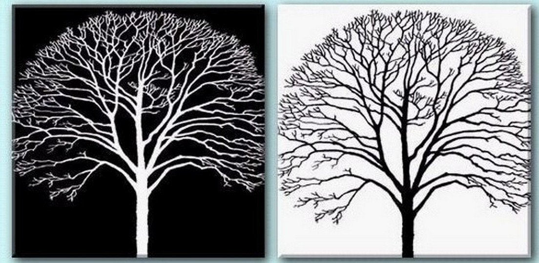 Tree Painting, Black and White Art, Abstract Art, Abstract Painting, Wall Art, Wall Hanging, Dining Room Wall Art, Modern Art, Hand Painted Art-HomePaintingDecor