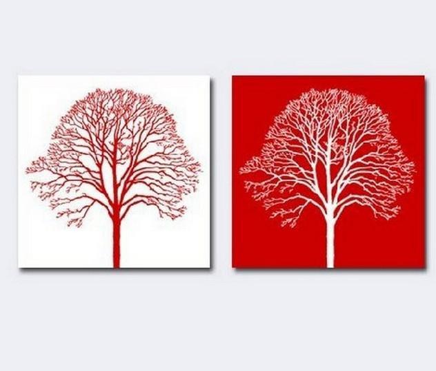 Red and White Art, Tree of Life Painting, Canvas Painting, Abstract Art, Abstract Painting, Wall Art, Wall Hanging, Dining Room Wall Art, Hand Painted Art-HomePaintingDecor