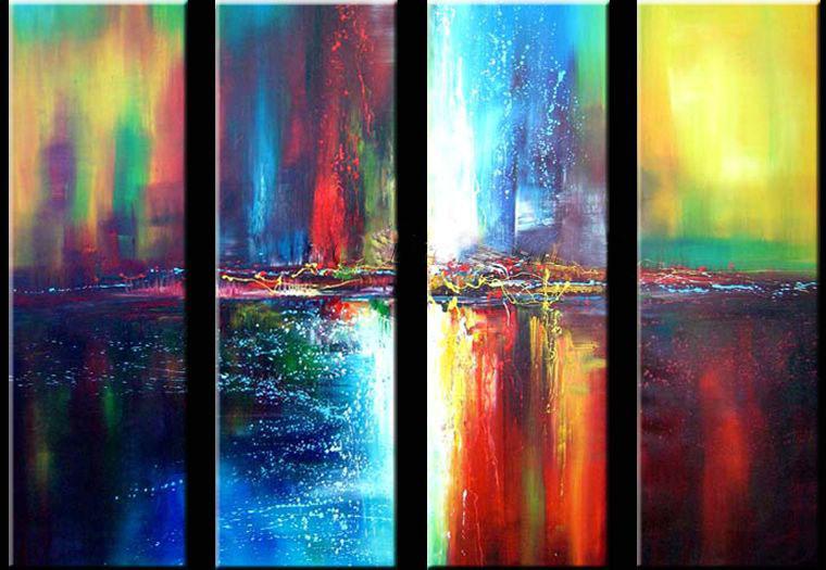 Abstract Wall Art Paintings, Ready to Hang Painting, Modern Wall Art Ideas, Living Room Canvas Painting, Abstract Painting on Canvas, 4 Piece Wall Art-HomePaintingDecor