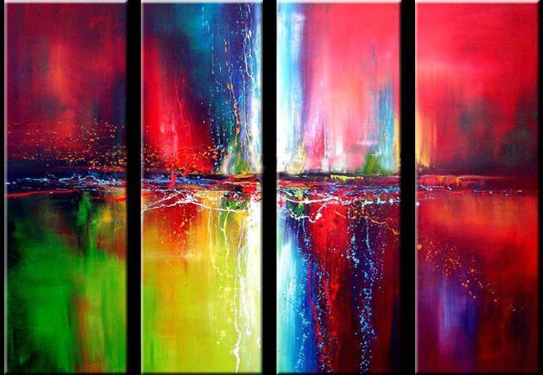 Red Color Painting, Modern Art, Abstract Wall Art, Wall Painting, Acrylic Art, Modern Wall Art, Abstract Art, Canvas Painting, Abstract Painting, 4 Piece Wall Art-HomePaintingDecor