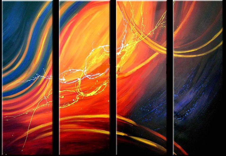 Colorful Lines Painting, Simple Modern Art, Abstract Wall Paintings, Modern Wall Art Paintings for Living Room, 4 Piece Wall Art Ideas-HomePaintingDecor