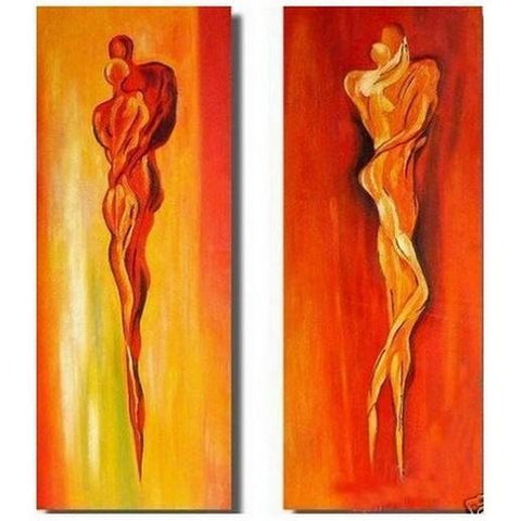 Contemporary Art, Abstract Art of Love, Bedroom Wall Decor, Art on Canvas, Lovers Painting-HomePaintingDecor